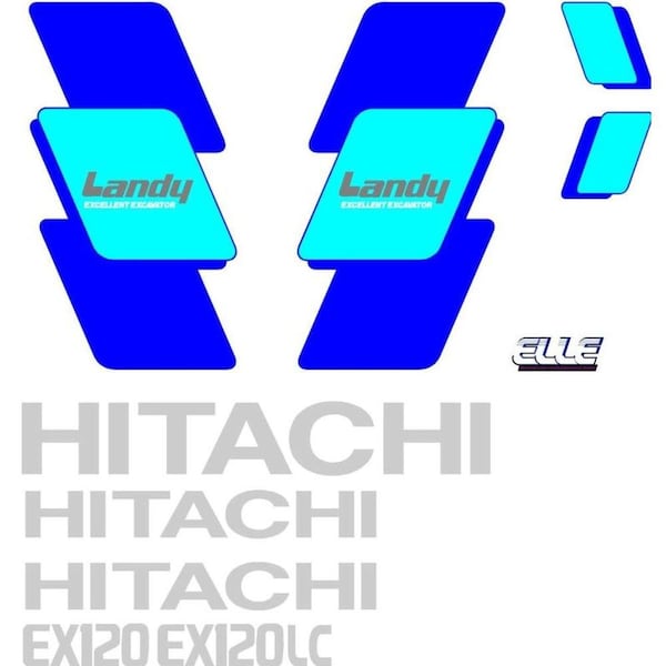 Aftermarket Decal Set with Elle And Landy Decals for Hitachi EX120 LC Excavator HTEX120-3DECALSET - main